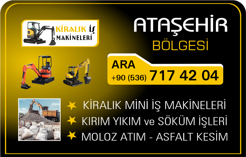 Ataşehir Kiralık Mini Ekskavatör Kepçe İş Makinesi Kırım ve Moloz Atımı