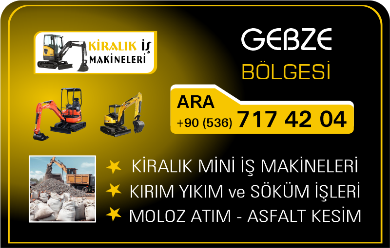 Gebze Kiralık Mini Ekskavatör Kepçe İş Makinesi Kırım ve Moloz Atımı