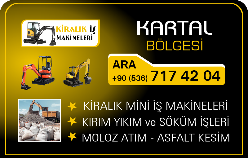 Kartal Kiralık Mini Ekskavatör Kepçe İş Makinesi Kırım ve Moloz Atımı